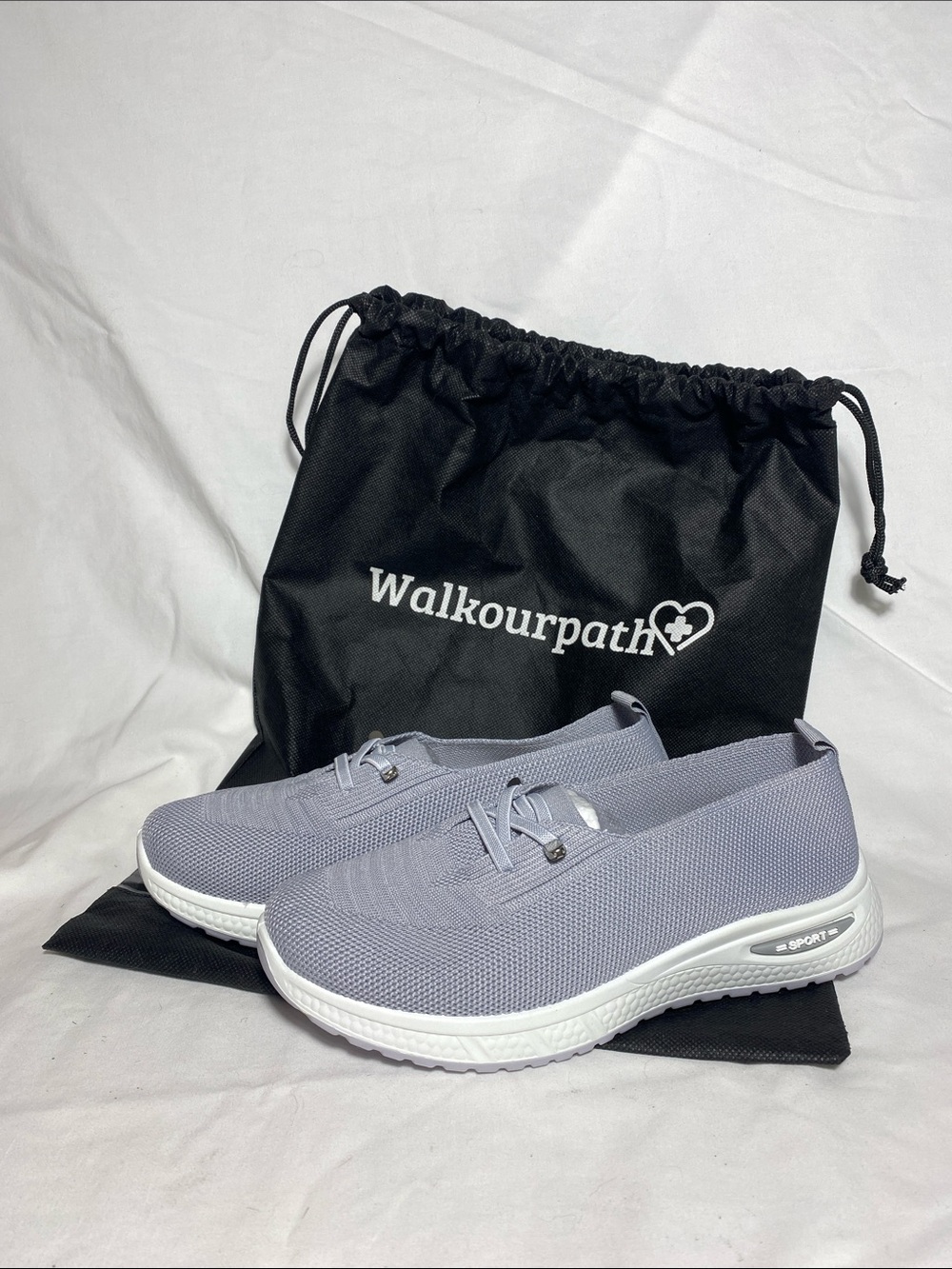 Walkourpath Grey Slip-On Breathable Knit Walking Shoes - Women EU38 - NWT